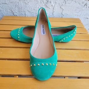 🟣 STEVE MADDEN SIZE 7.5 Ballerina Style Soft Green Shoes Leather Upper